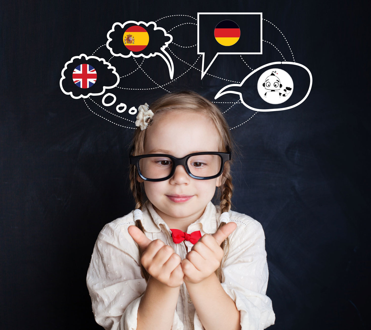 Kind mit Sprechblasen - Fremdsprachen